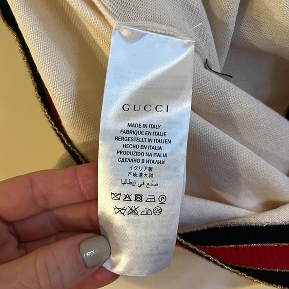 Auth GUCCI Cardigan Sweater Pearl Logo Buttons Sz S - Picture 11 of 12